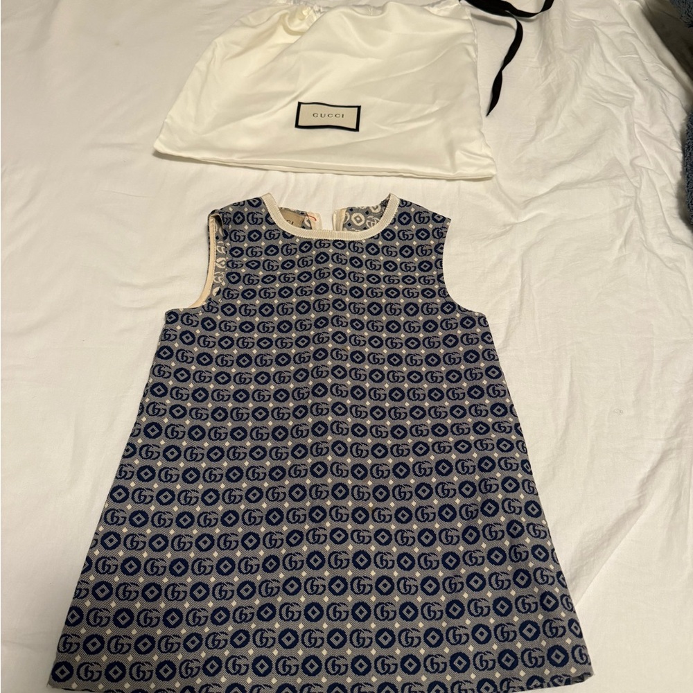 Gucci Blue Sleeveless A-Line Dress